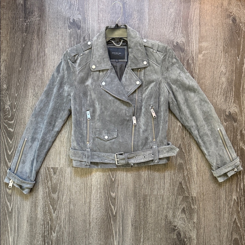 Marc New York Gray Suede biker jacket.